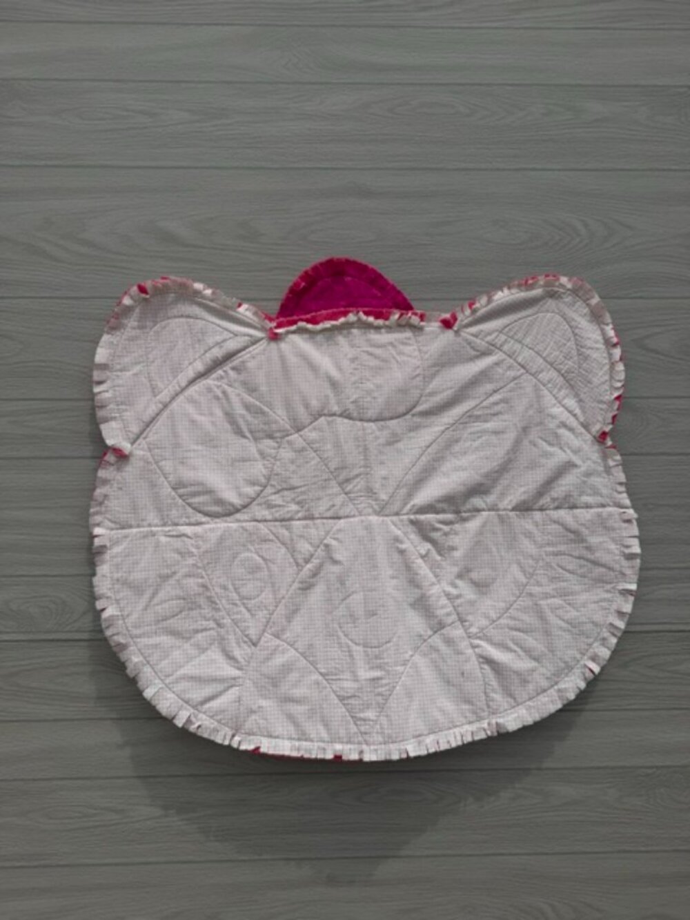 Homemade Small Hello Kitty Pink, White & Black Rag Quilt - Picture 7 of 10